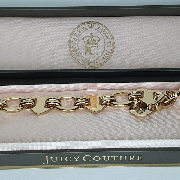 Juicy Couture Heart Link Charm Bracelet (Gold Tone) - Picture 2 of 7